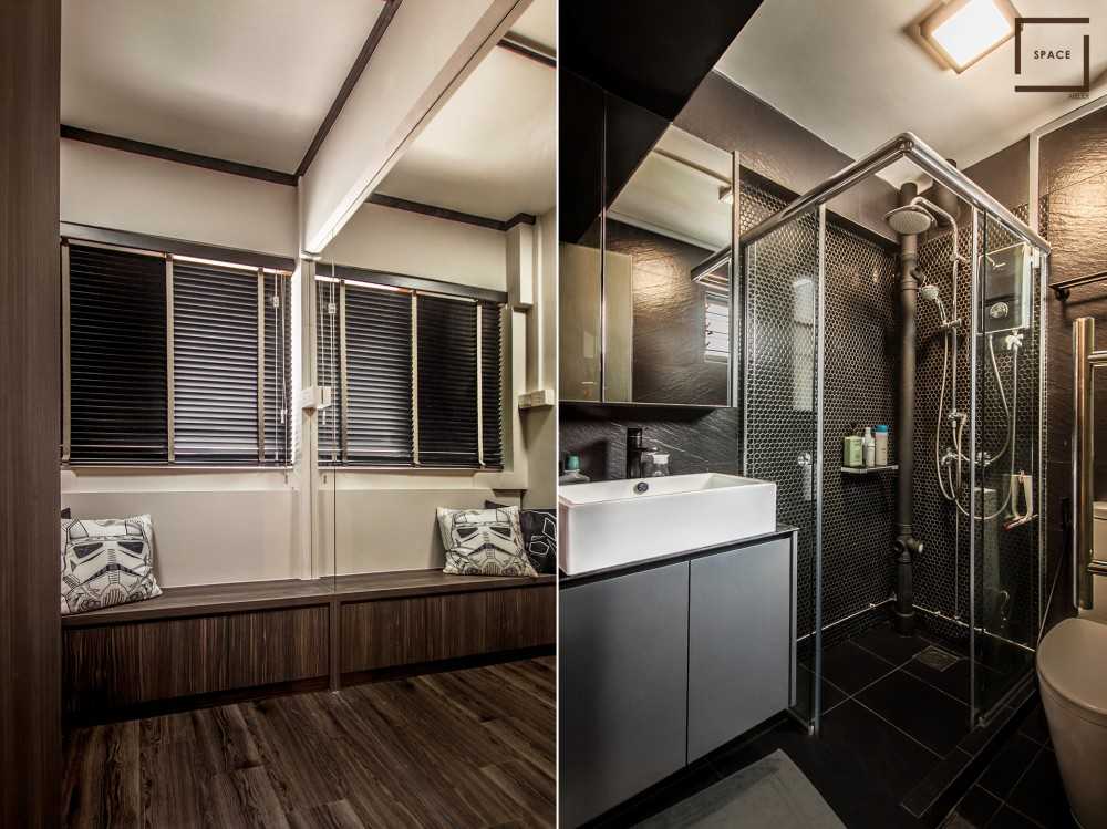 Industrial Bathroom with Mirror and Shower Screen
