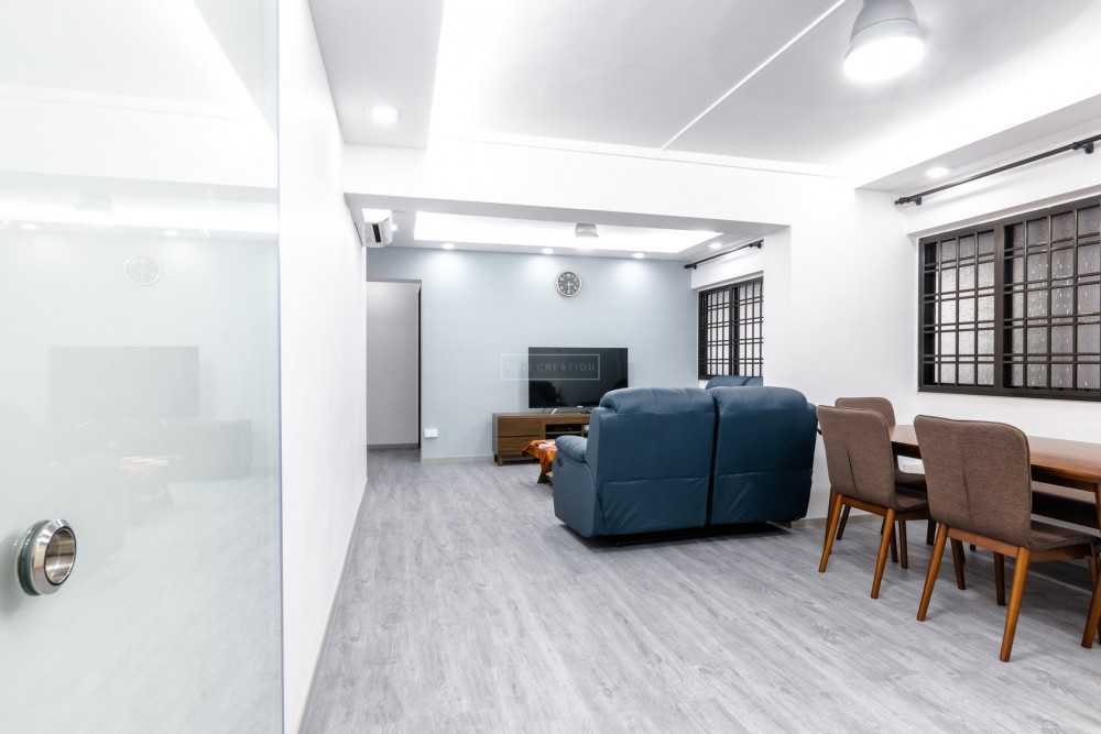 Modern Living Room with TV Console and Cove Lighting