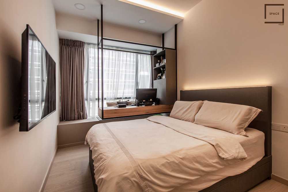 Scandinavian Bedroom with Parquet Floor and Cove Lighting