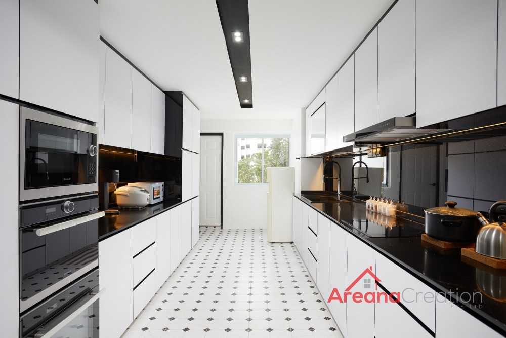 Contemporary Kitchen with Wood Flooring and Kitchen Window