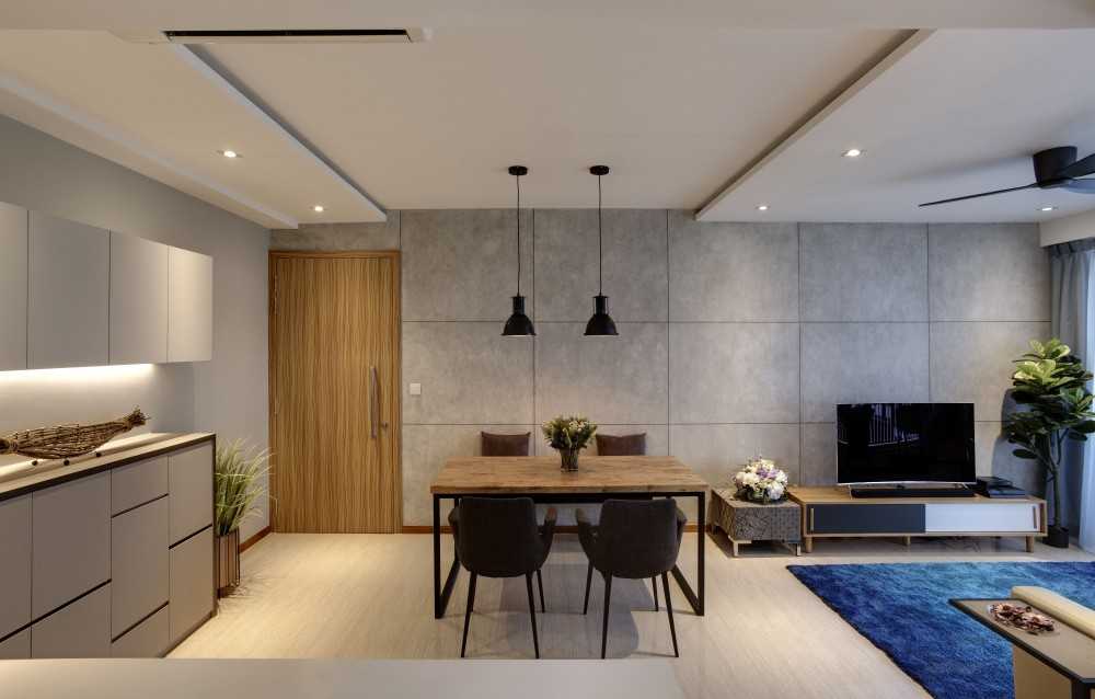 Contemporary Living Room with TV Console and Feature Wall