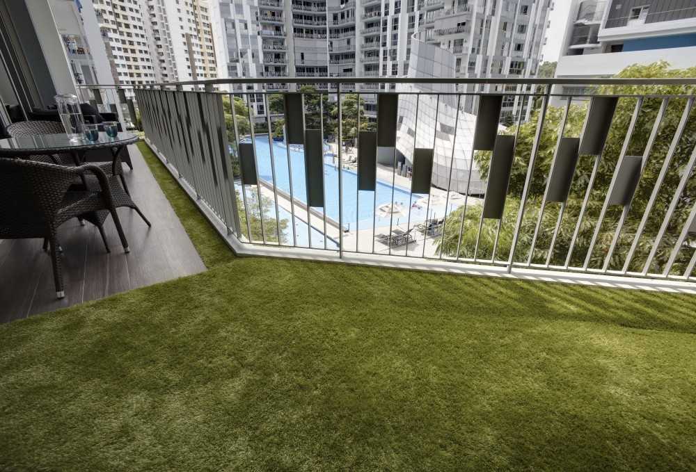Contemporary Balcony with Vinyl Flooring and Carpet