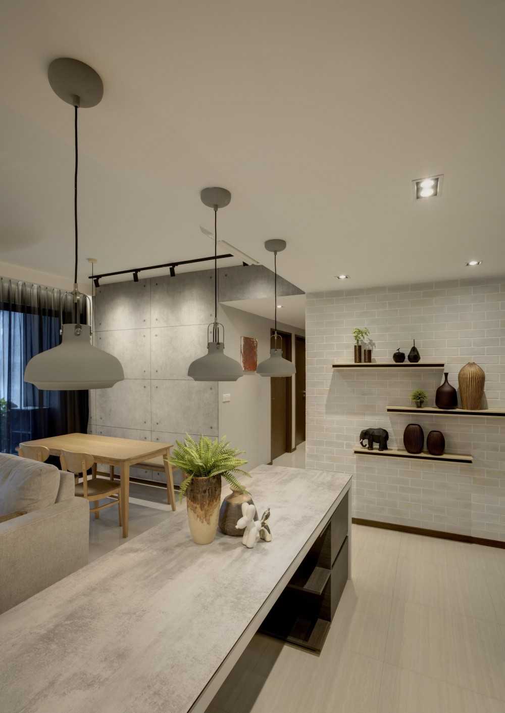 Modern Hallway with Feature Wall and Open Kitchen