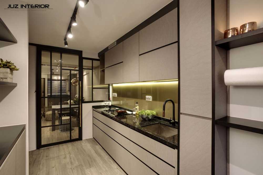 Contemporary Kitchen with Countertop and Vinyl Flooring