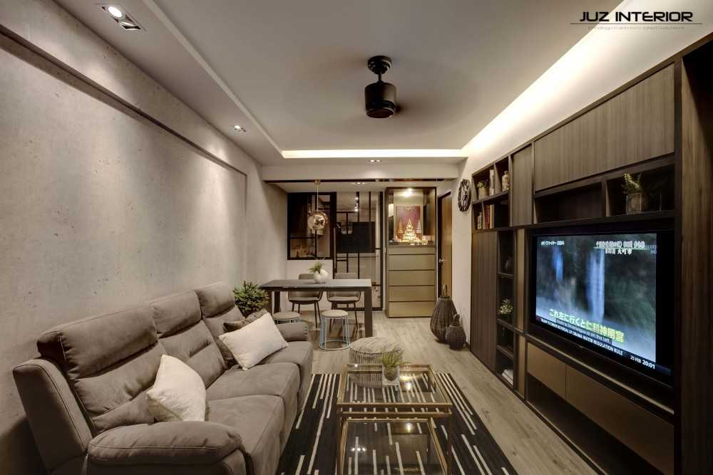 Contemporary Living Room with Vinyl Flooring and Carpet