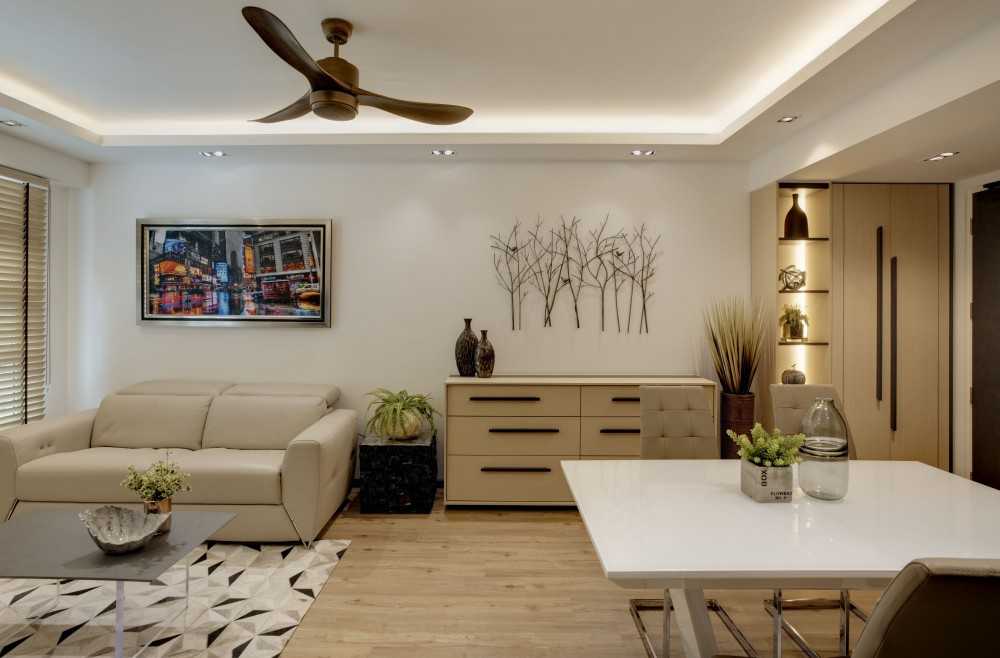 Modern Living Room with Cove Lighting and Artwork