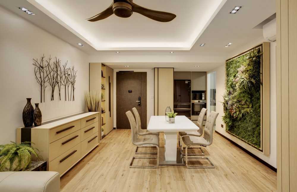 Modern Dining Room with Vinyl Flooring and Cove Lighting