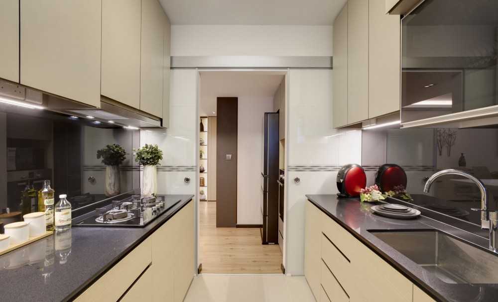 Modern Kitchen with Countertop and Kitchen Backsplash