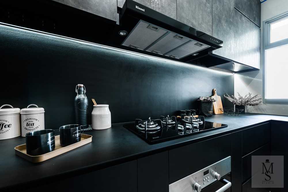 Industrial Kitchen with Kitchen Window and Kitchen Island