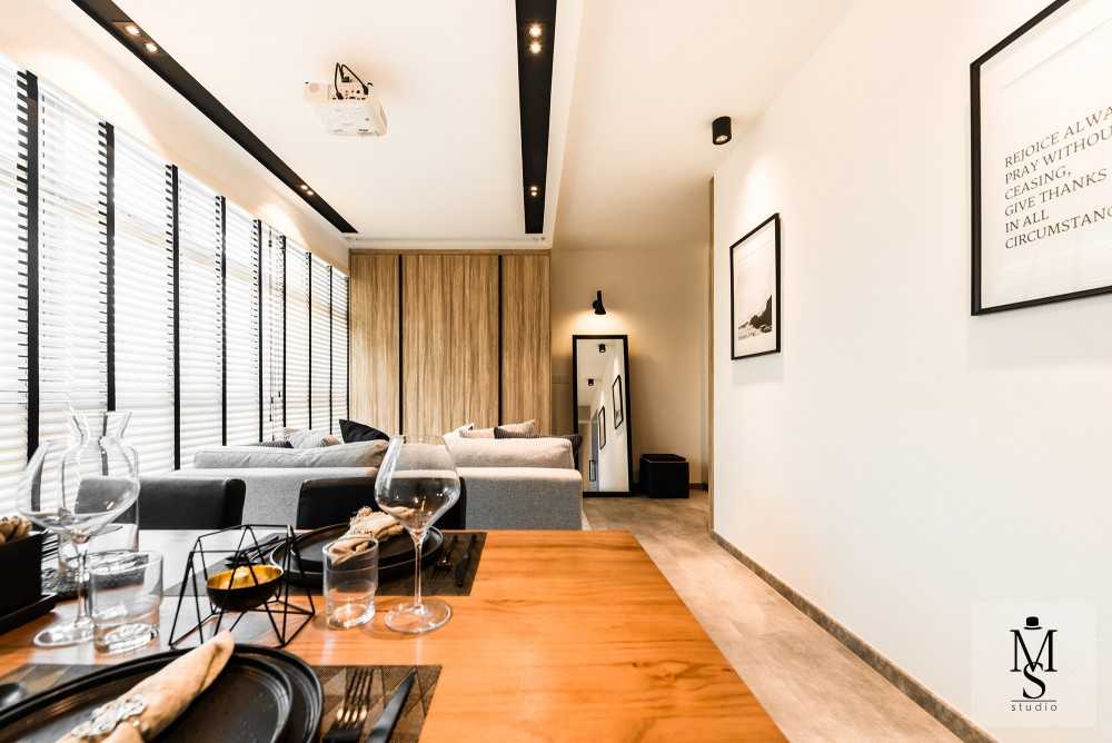 Industrial Dining Room with Ceiling Light and Dining Chairs