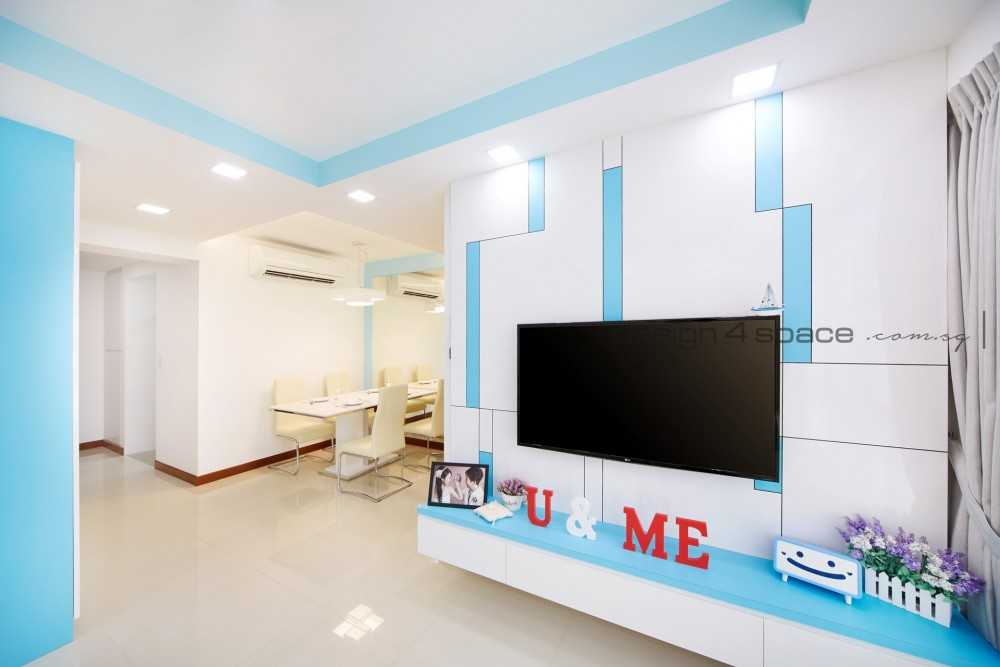 Contemporary Living Room with Herringbone Tiling and Wood Flooring