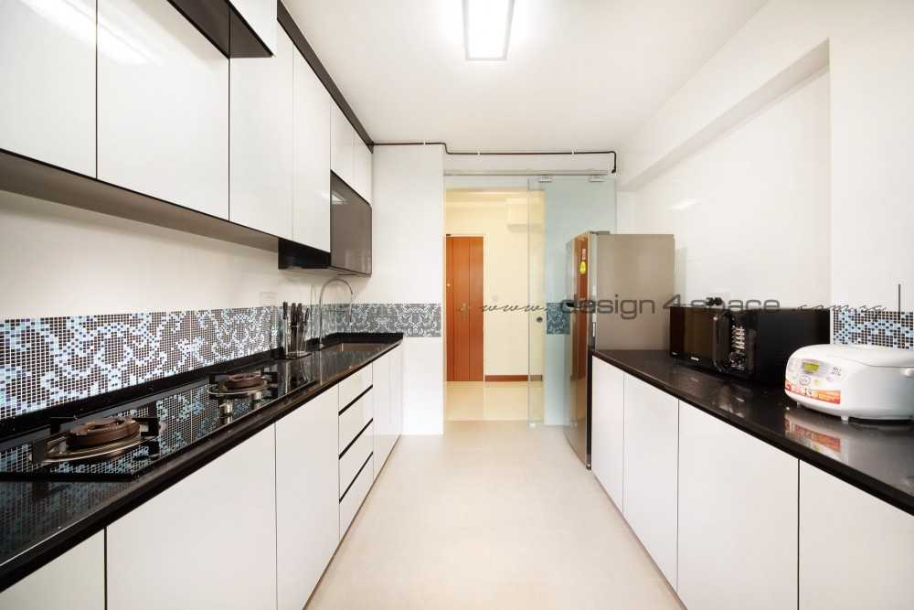 Minimalist Kitchen with Granite Floor and Kitchen Window