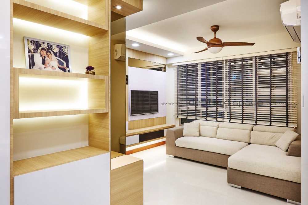 Contemporary Living Room with TV Console and Feature Wall