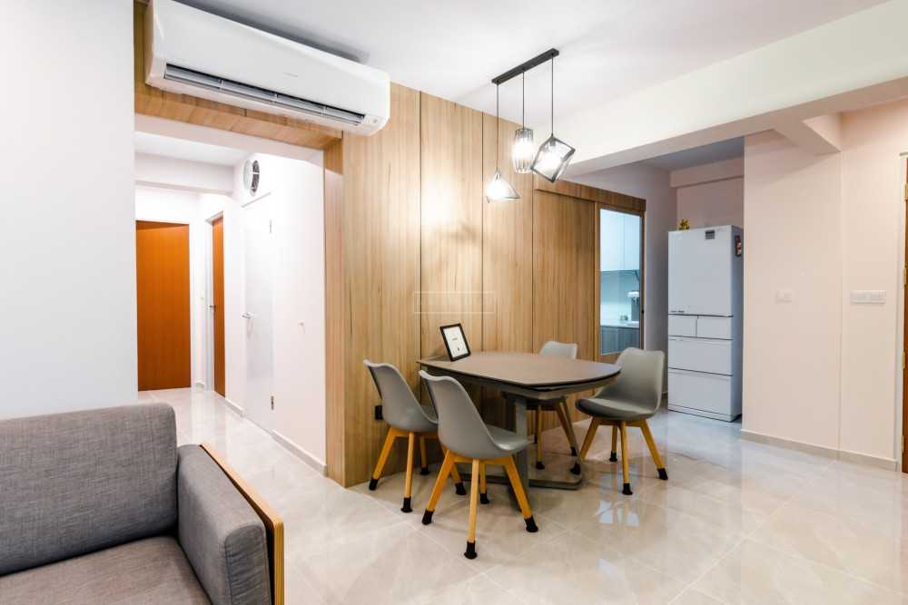 Scandinavian Dining Room with Ceiling Light and Dining Table