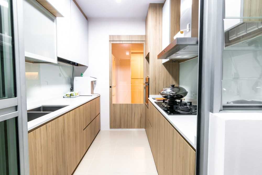 Scandinavian Kitchen with Countertop and Kitchen Window