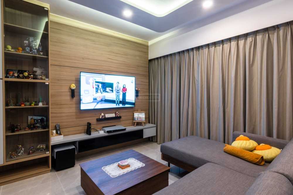 Scandinavian Living Room with Bookshelf and Feature Wall