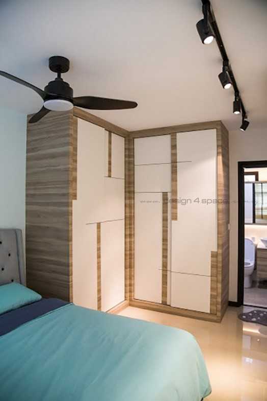 Scandinavian Bedroom with Built-in Bed and Queen Bed