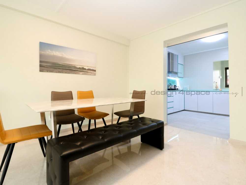 Minimalist Dining Room with Ceiling Light and Dining Table