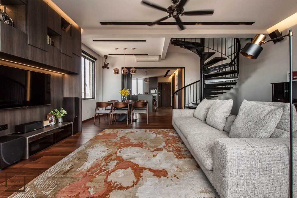 Contemporary Living Room with TV Console and Sofa