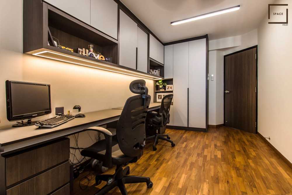 Contemporary Home Office with Desk and Desk Chairs