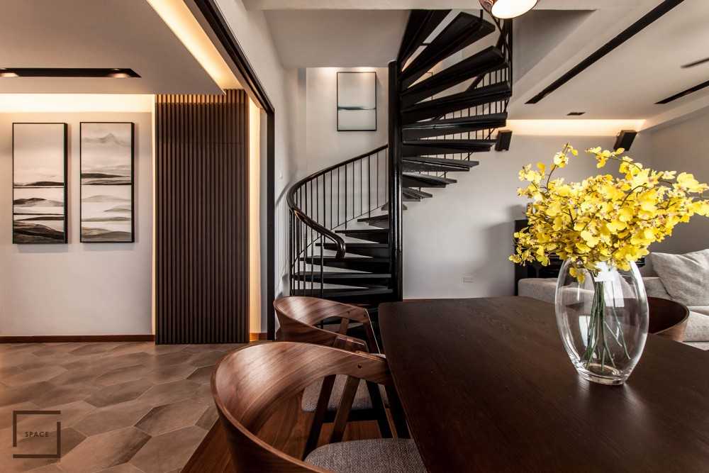 Contemporary Living Room with Ceiling Light and Carpet