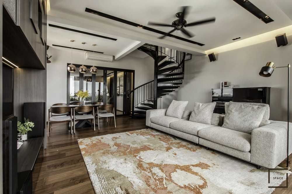 Contemporary Living Room with Vinyl Flooring and TV Console