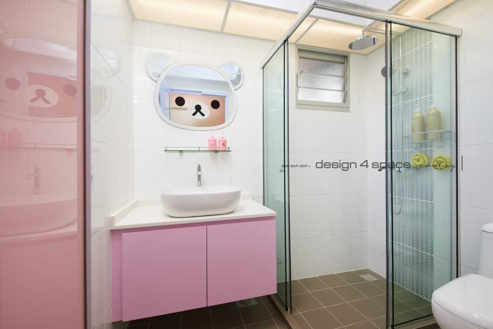 Contemporary Bathroom with Granite Floor and Wood Flooring