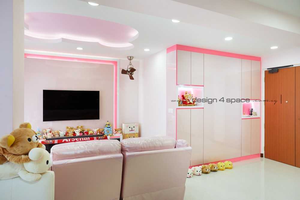 Contemporary Living Room with TV Console and Drop Ceiling