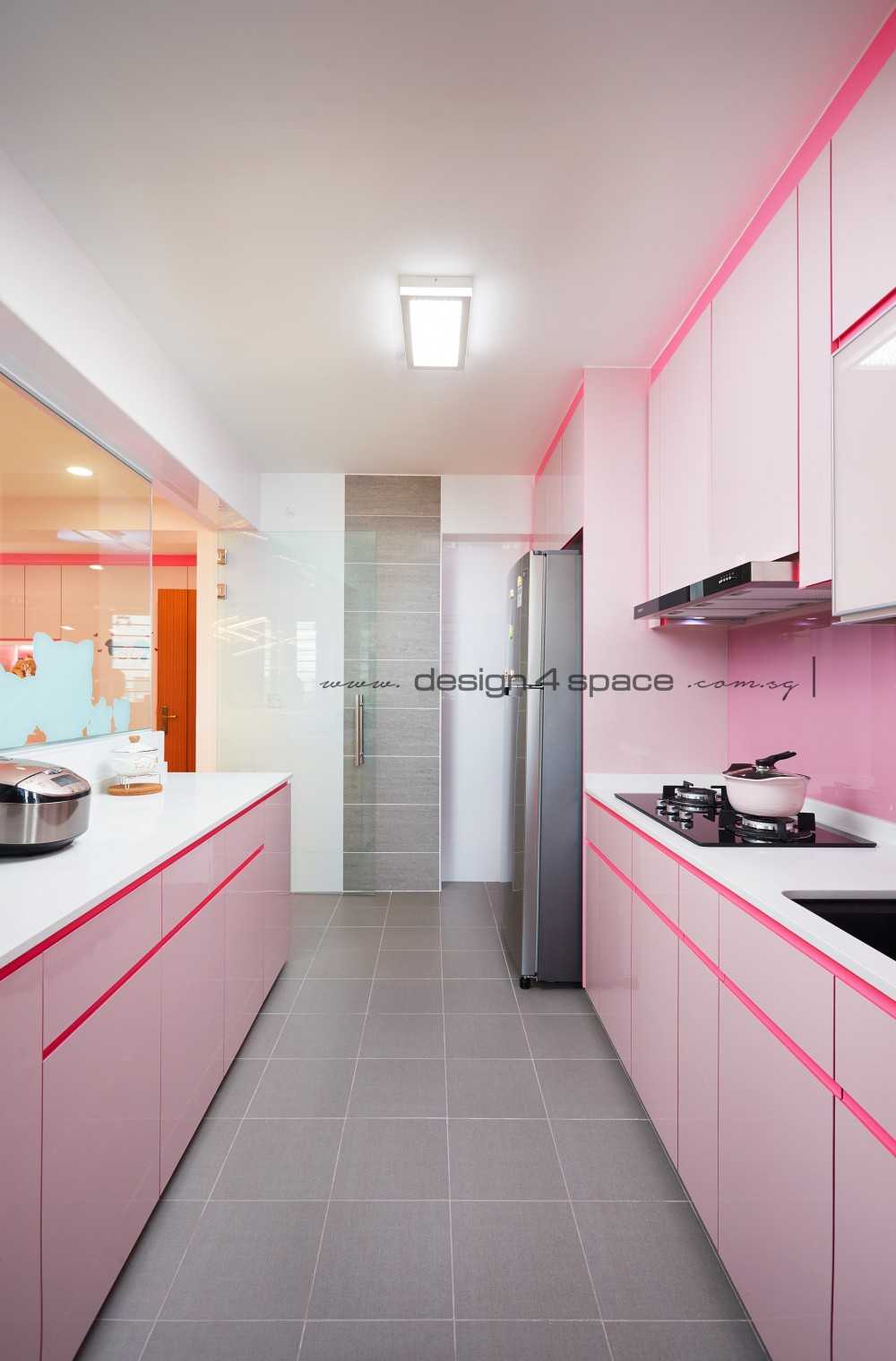 Contemporary Kitchen with Homogeneous Tiles and Wood Flooring