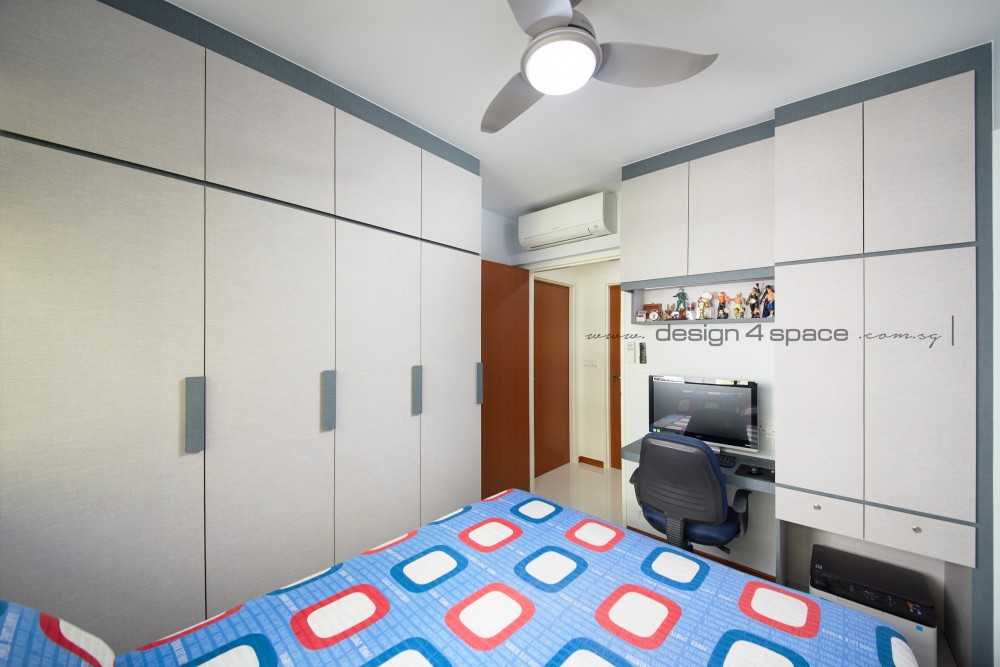 Contemporary Bedroom with Homogeneous Tiles and Wood Flooring