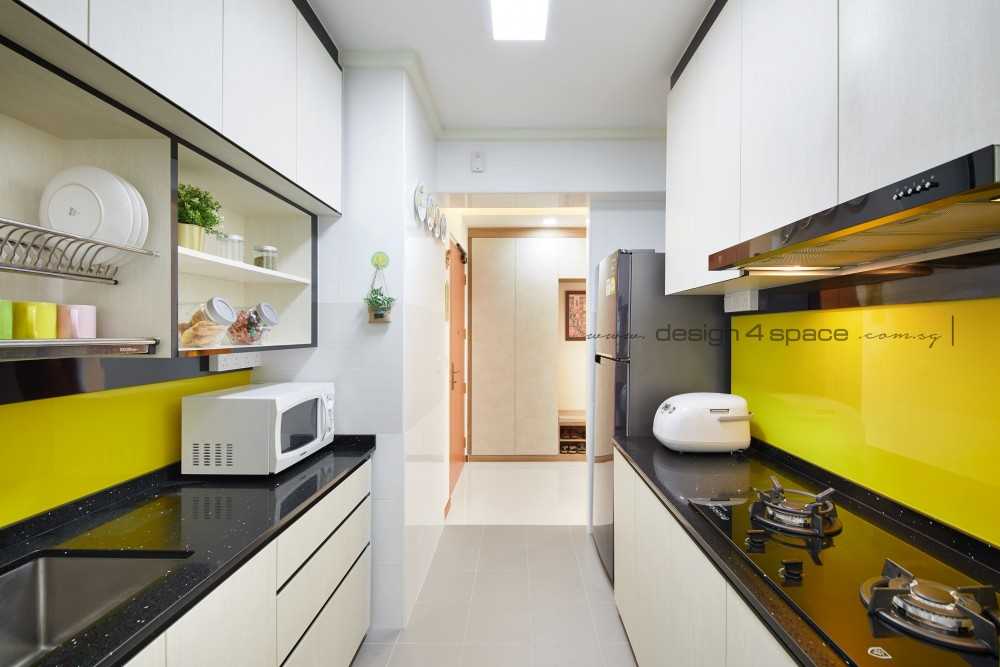 Contemporary Kitchen with Homogeneous Tiles and Wood Flooring