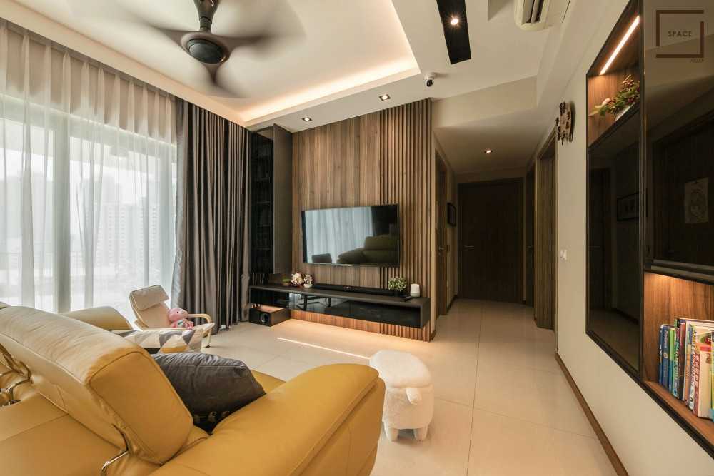 Contemporary Living Room with TV Console and Feature Wall