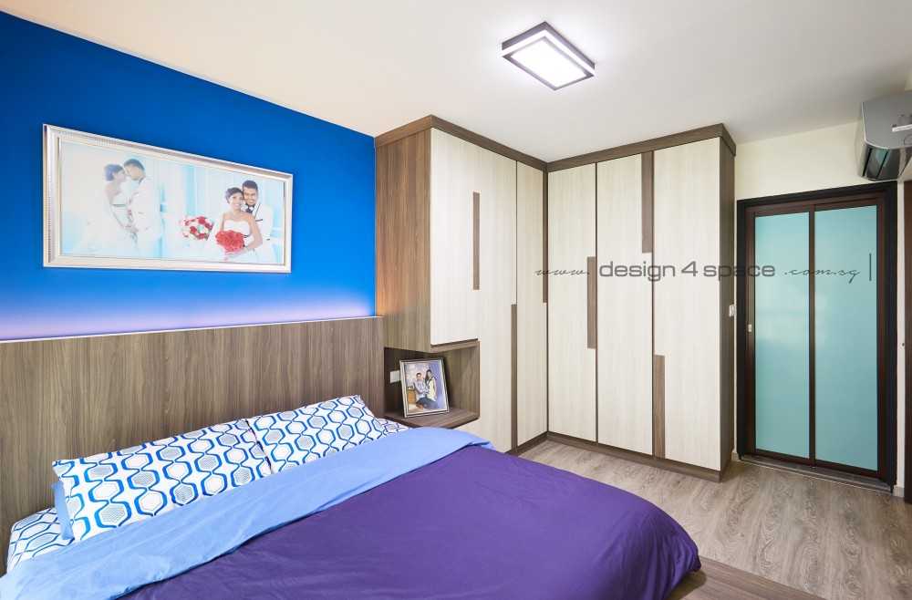 Contemporary Bedroom with Platform Bed and Homogeneous Tiles