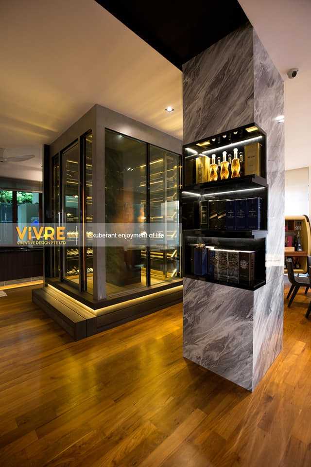 Modern Living Room with Parquet Floor and Feature Wall