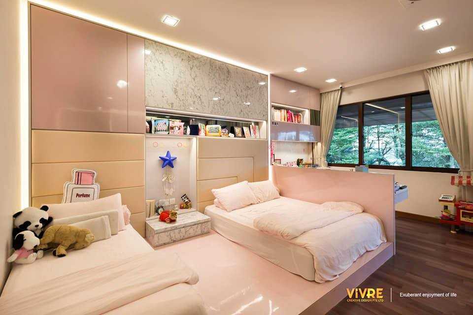 Modern Bedroom with Bookshelf and Platform Bed