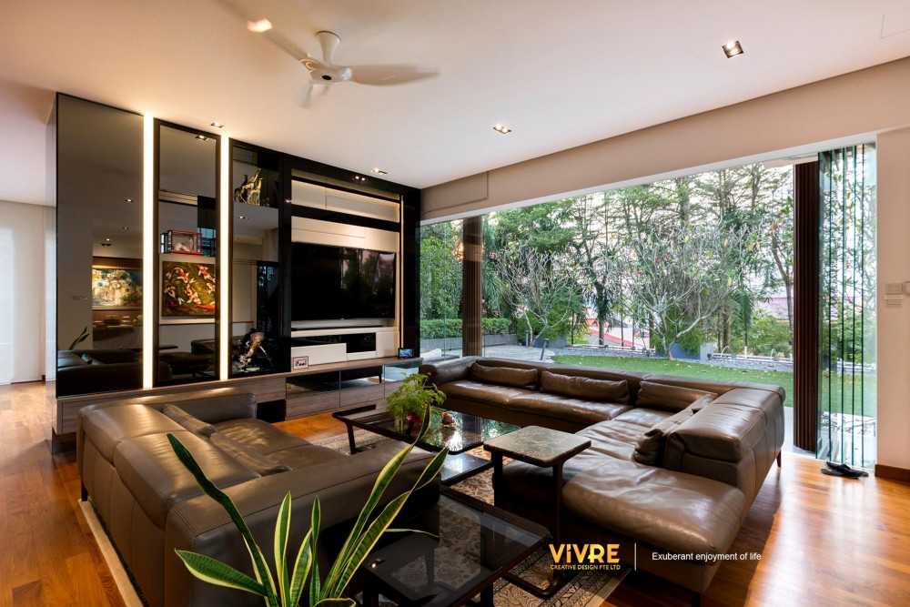 Modern Living Room with Parquet Floor and TV Console