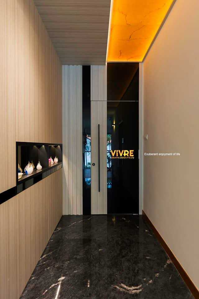Modern Hallway with Bookshelf and Artwork