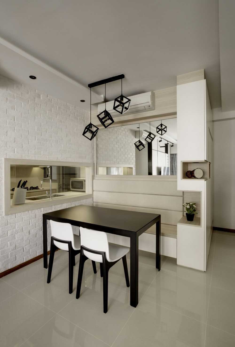 Scandinavian Dining Room with Feature Wall and Cove Lighting