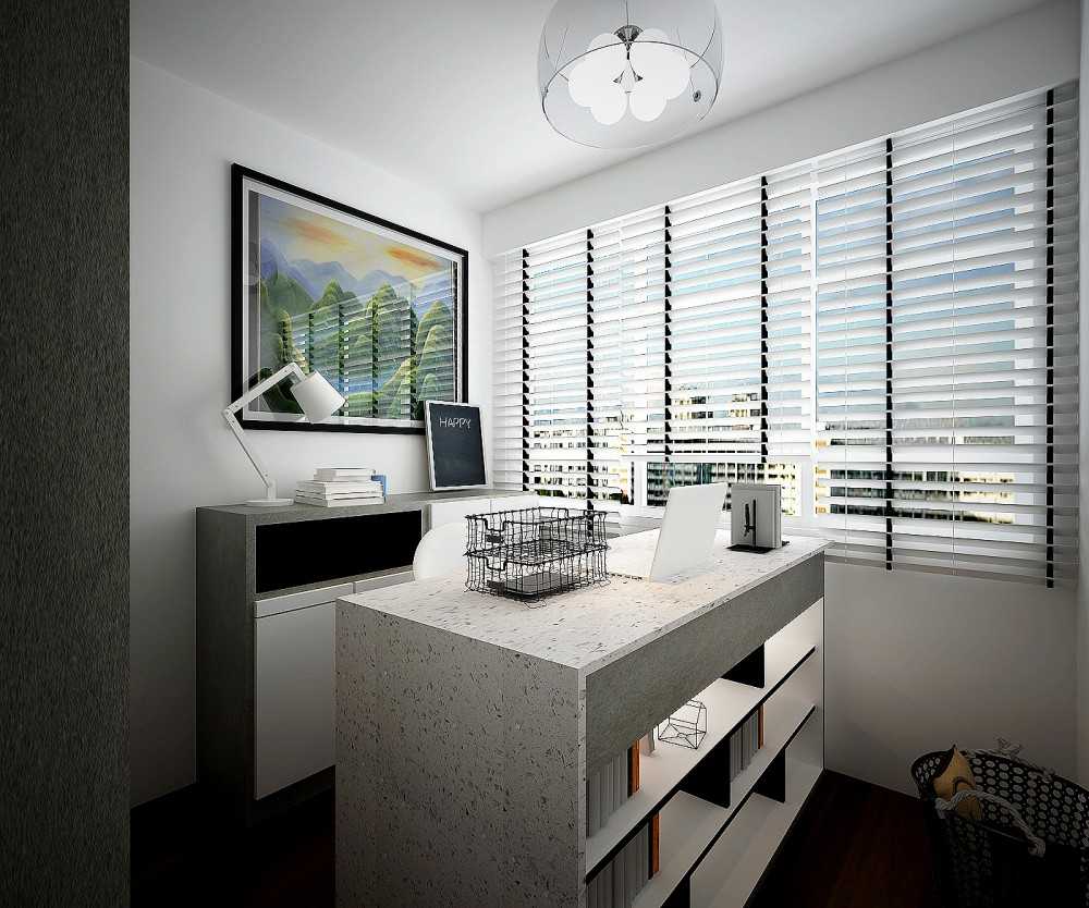 Modern Study with Bookshelf and Desk