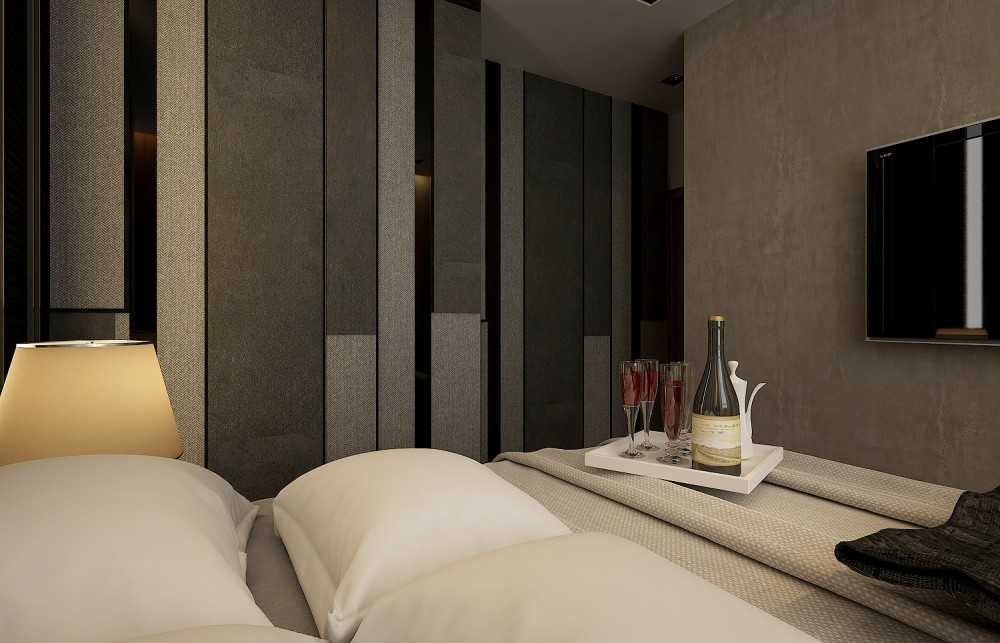 Modern Bedroom with Feature Wall and Wardrobe