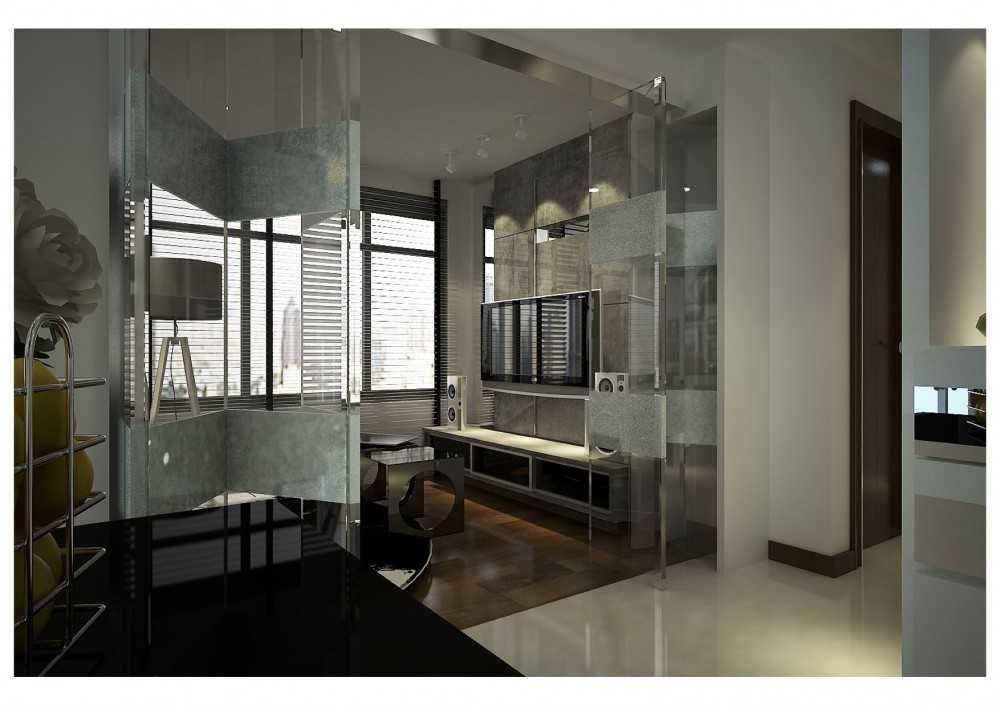 Modern Studio with TV Console and Feature Wall