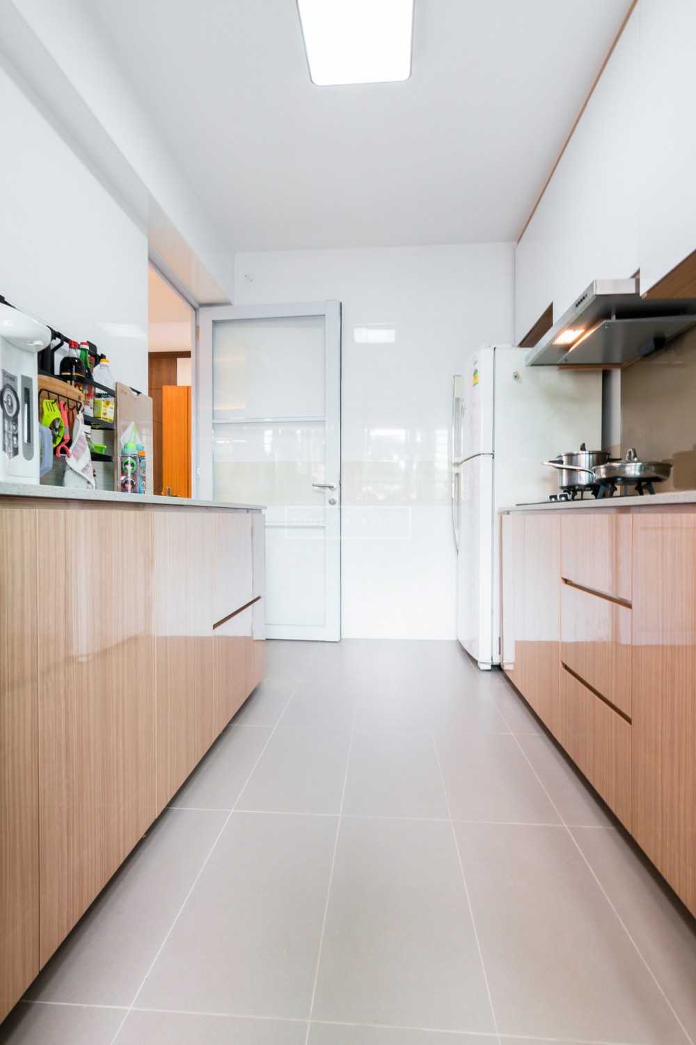 Scandinavian Kitchen with Countertop and Ceiling Light