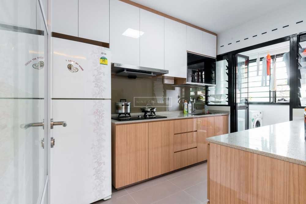 Scandinavian Kitchen with Countertop and Kitchen Backsplash