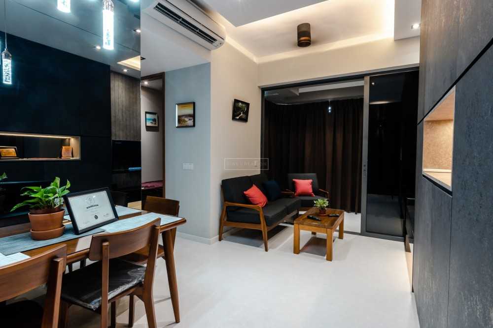 Industrial Living Room with Bookshelf and TV Console