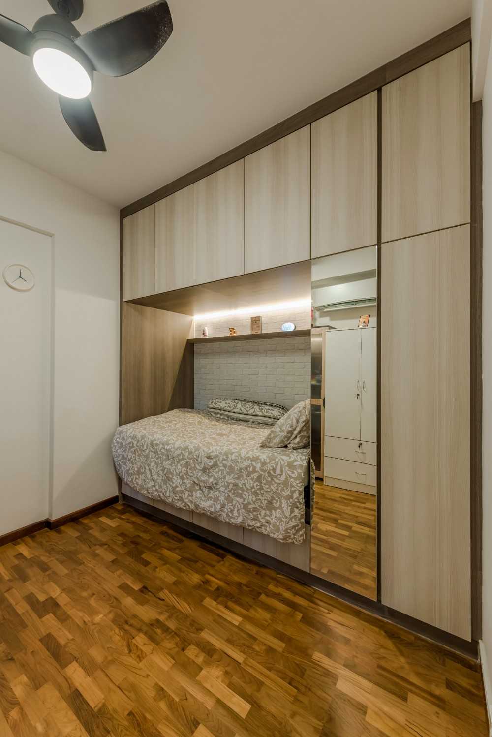 Contemporary Bedroom with Parquet Floor and Wardrobe