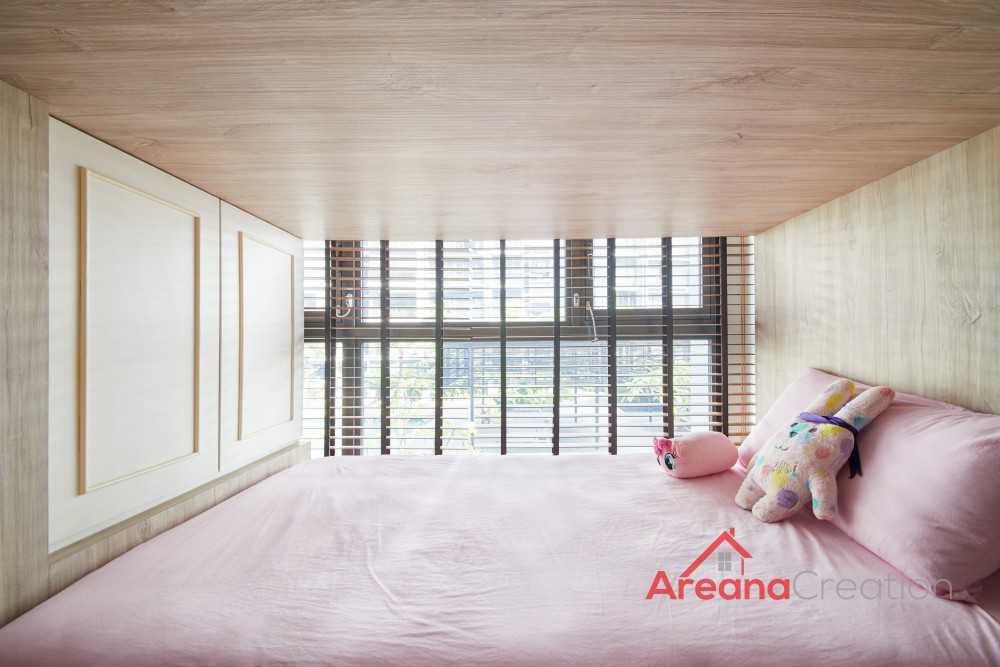 Modern Bedroom with Platform Bed and Vinyl Flooring
