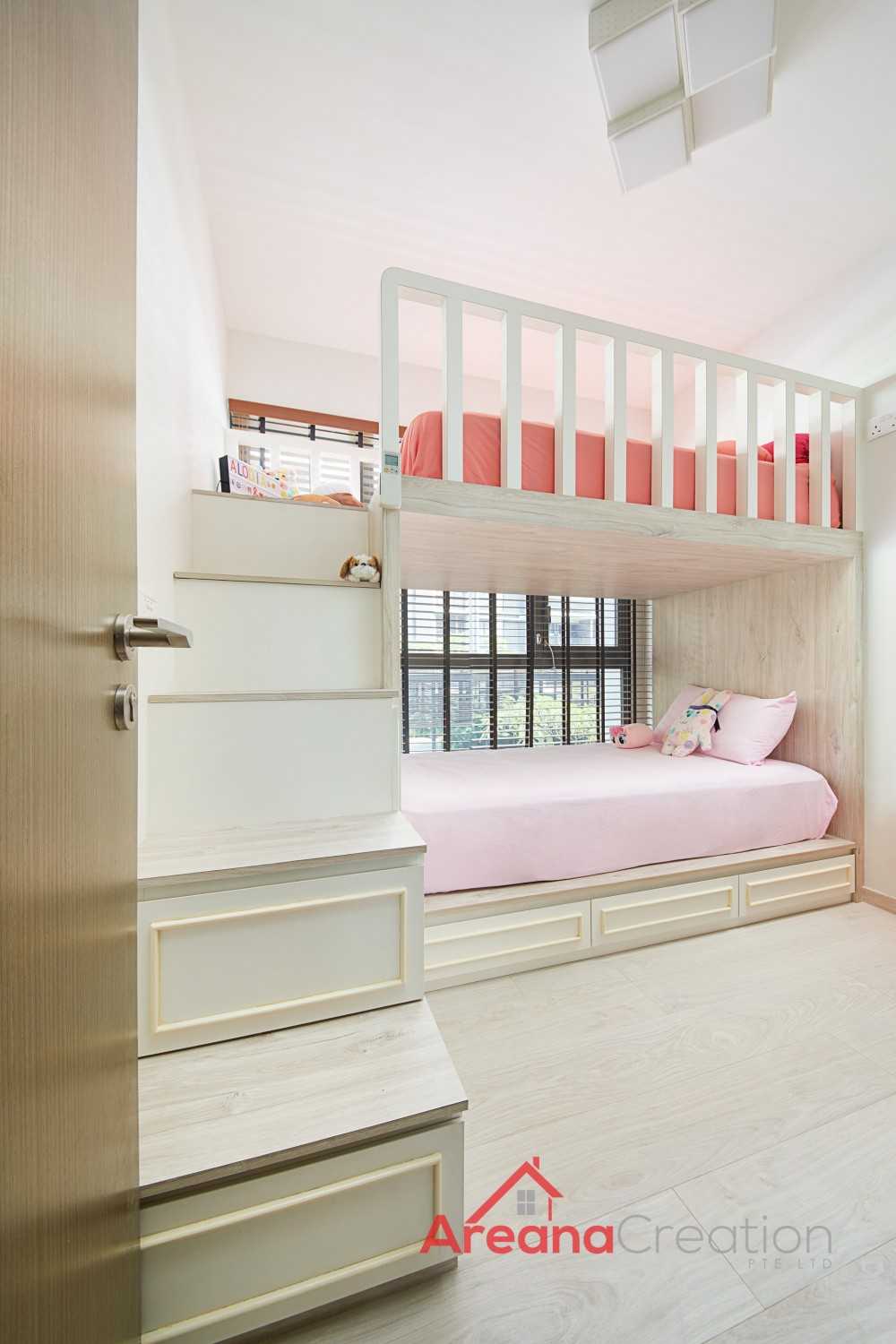 Modern Bedroom with Platform Bed and Vinyl Flooring