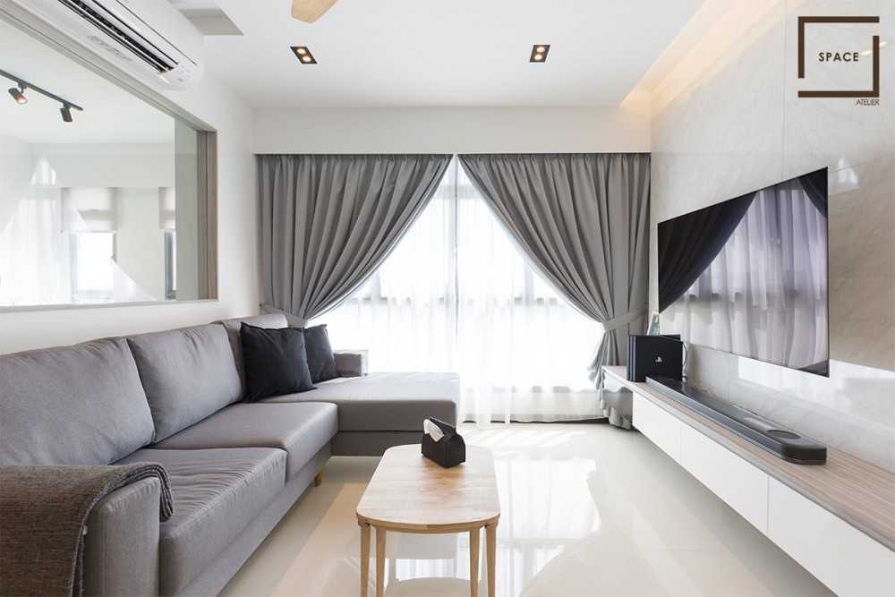 Scandinavian Living Room with TV Console and Ceiling Light