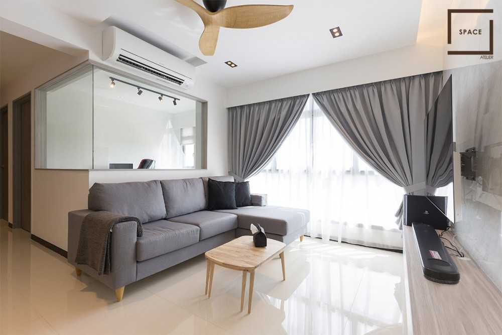 Scandinavian Living Room with TV Console and Ceiling Light