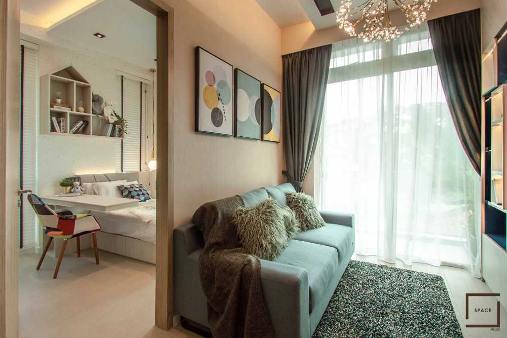 Contemporary Living Room with TV Console and TV